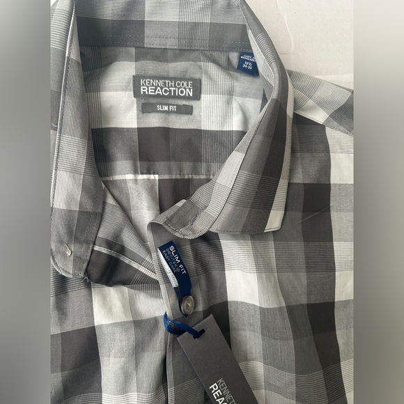 Kenneth Cole Reaction Men’s Plaid Shirt sz 16.5 34-35 NWT - Picture 3 of 9